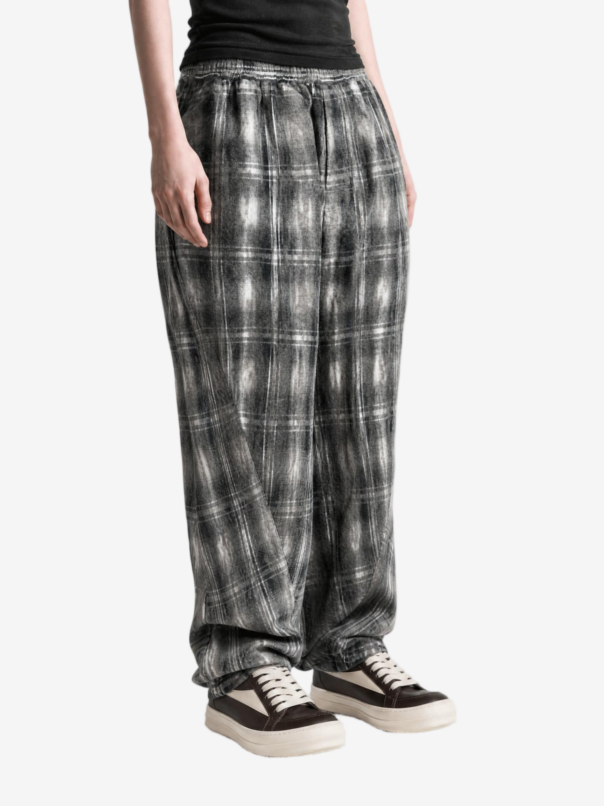 Grey pants, full body view