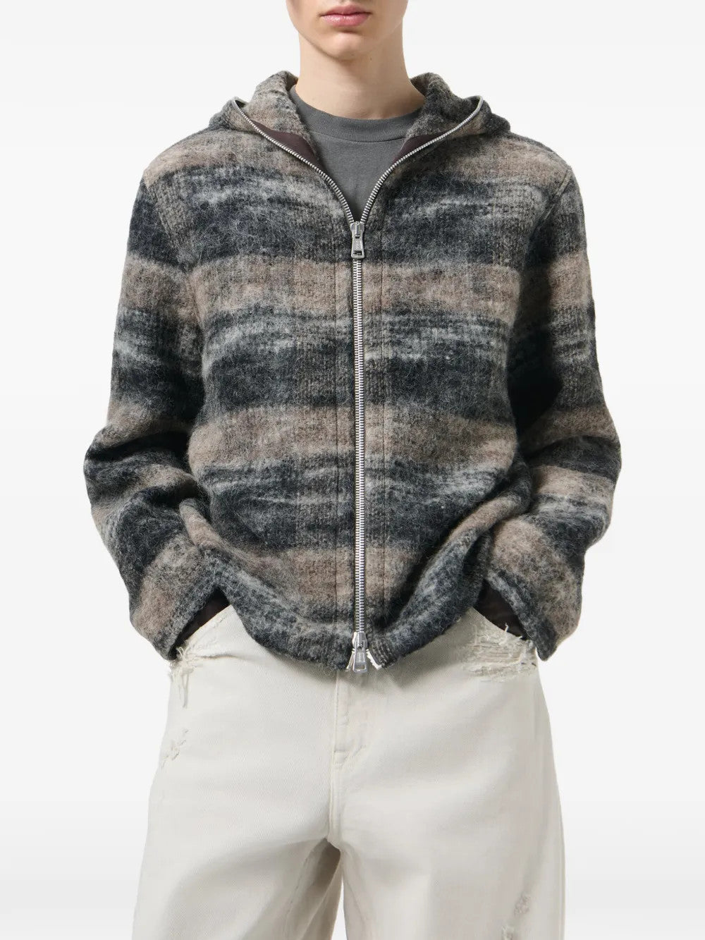 Grey hoodie, full body view
