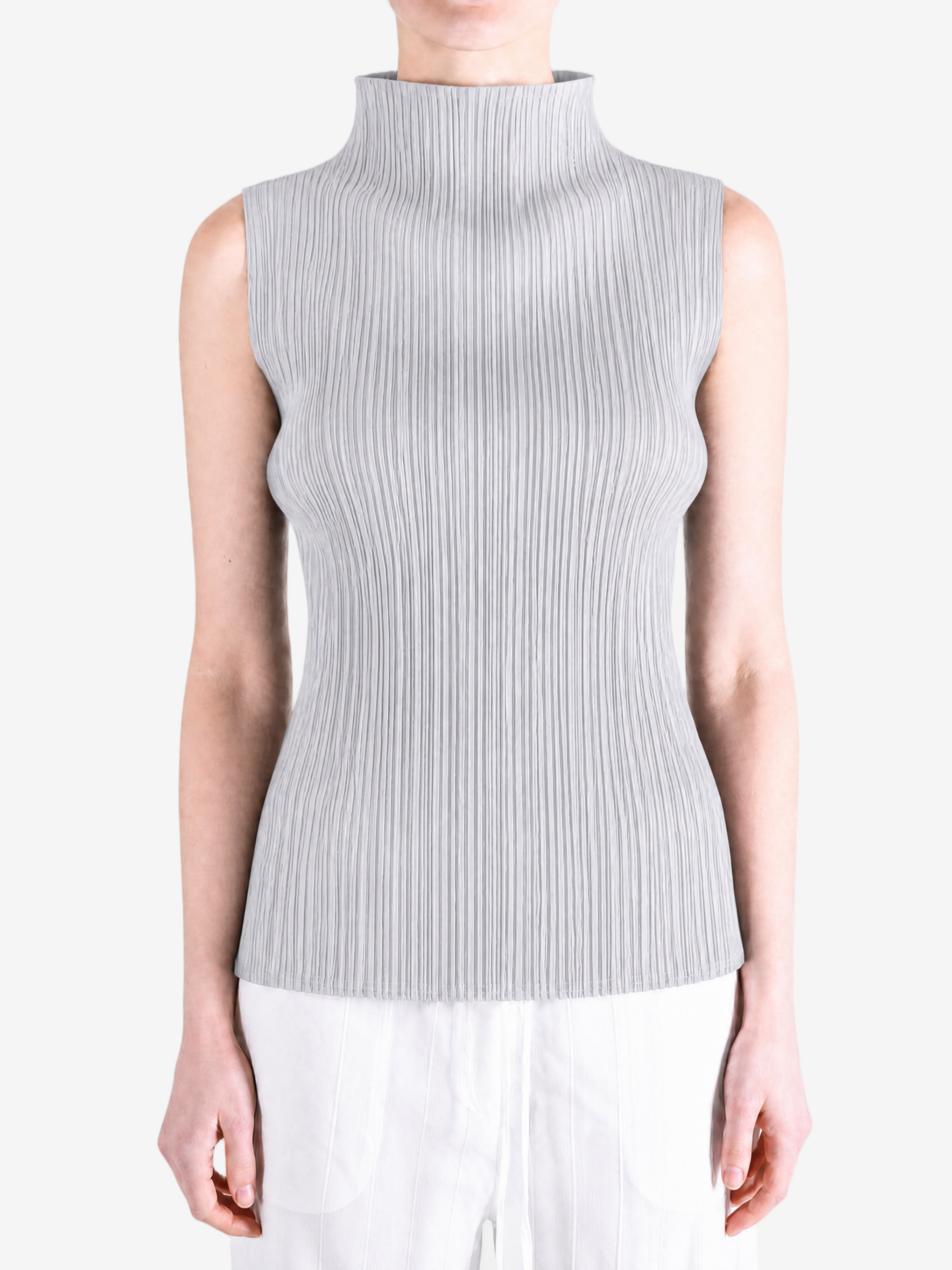 Grey shirt worn by a person, showing the shirt fit