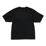 Black t-shirt,back view showing relaxed fit