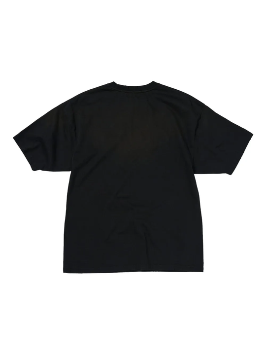 Black t-shirt,back view showing relaxed fit