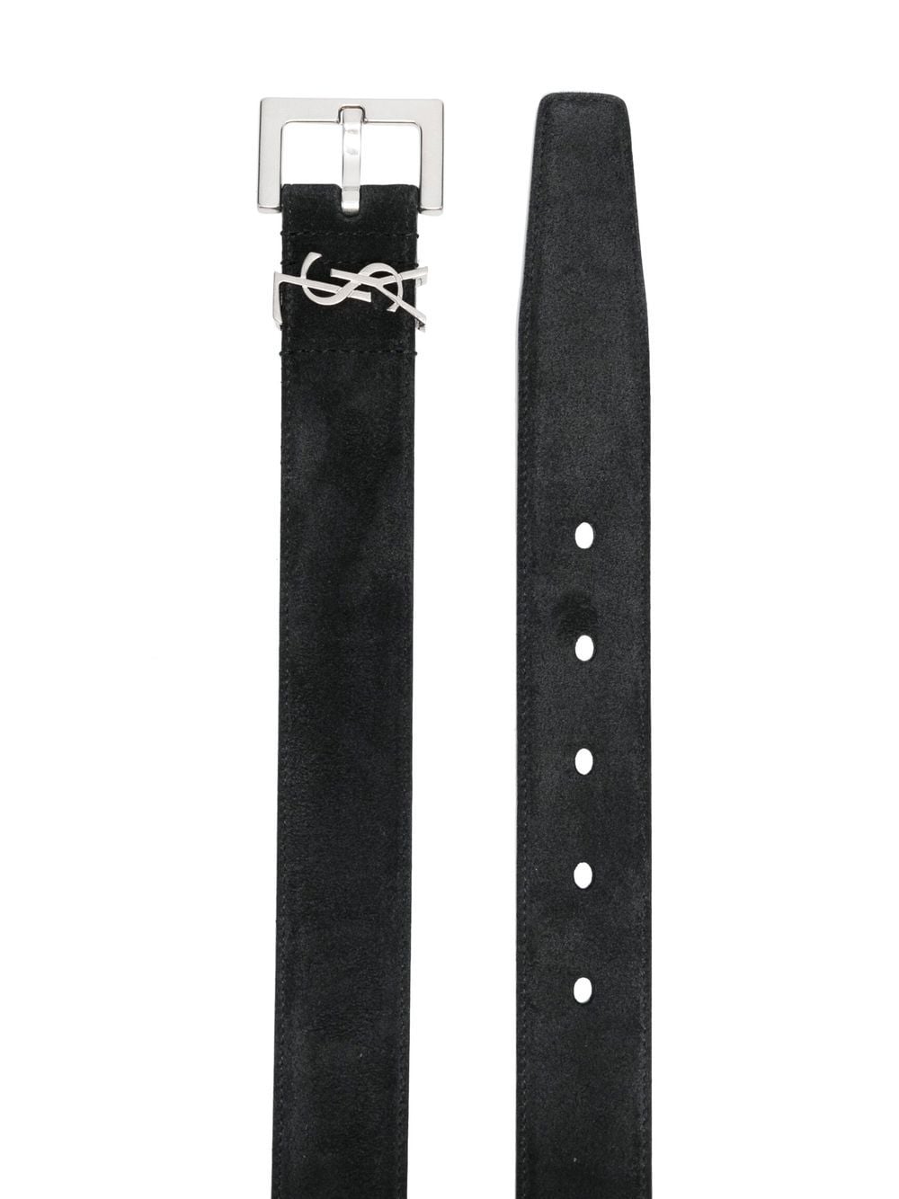 Saint Laurent Men's Cassandre Leather Belt