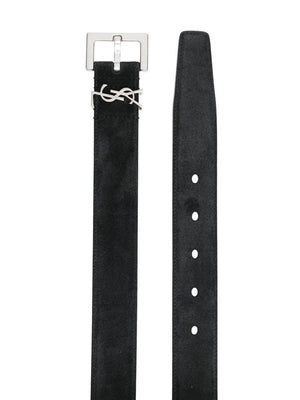 SAINT LAURENT Cassandre Suede Leather Belt