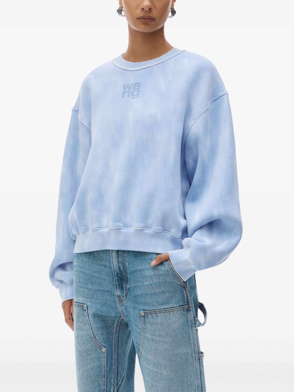 T BY ALEXANDER WANG - Women Essential Terry Crew W/ Puff Paint Logo Sweatshirt