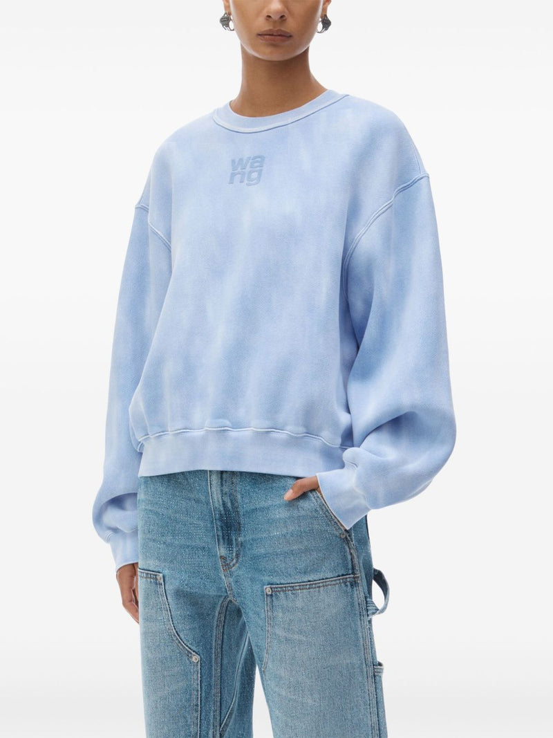 T BY ALEXANDER WANG - Women Essential Terry Crew W/ Puff Paint Logo Sweatshirt