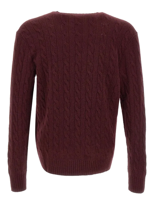 Red knitwear, back view