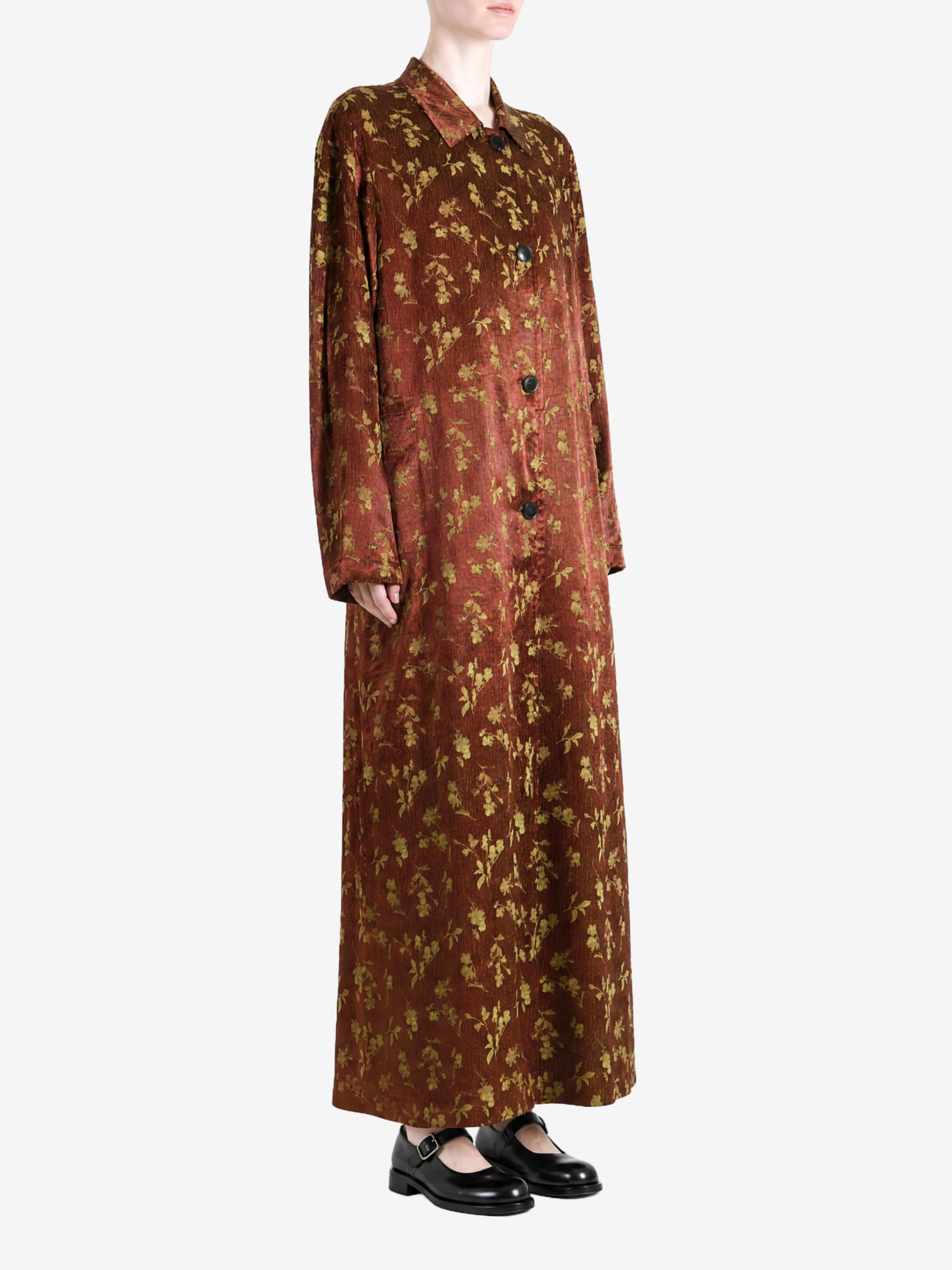 Burgundy jacket, full body view