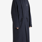 Navy jacket, full body view