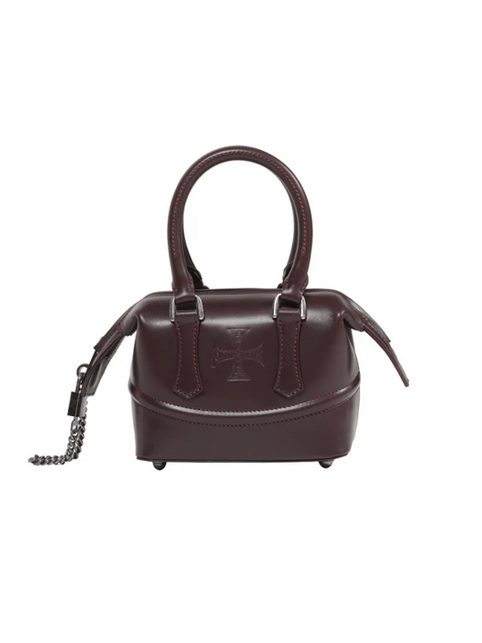 Burgundy bag, front view