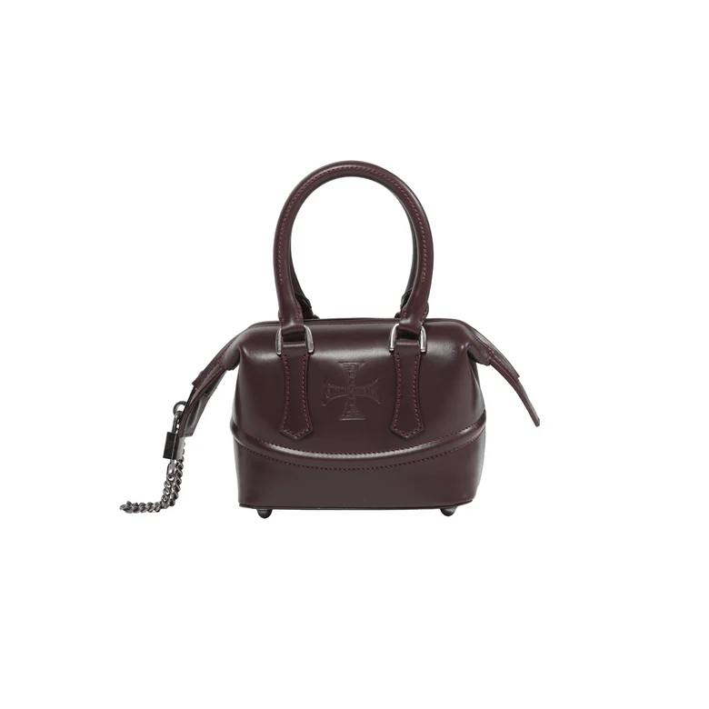 Burgundy bag, front view