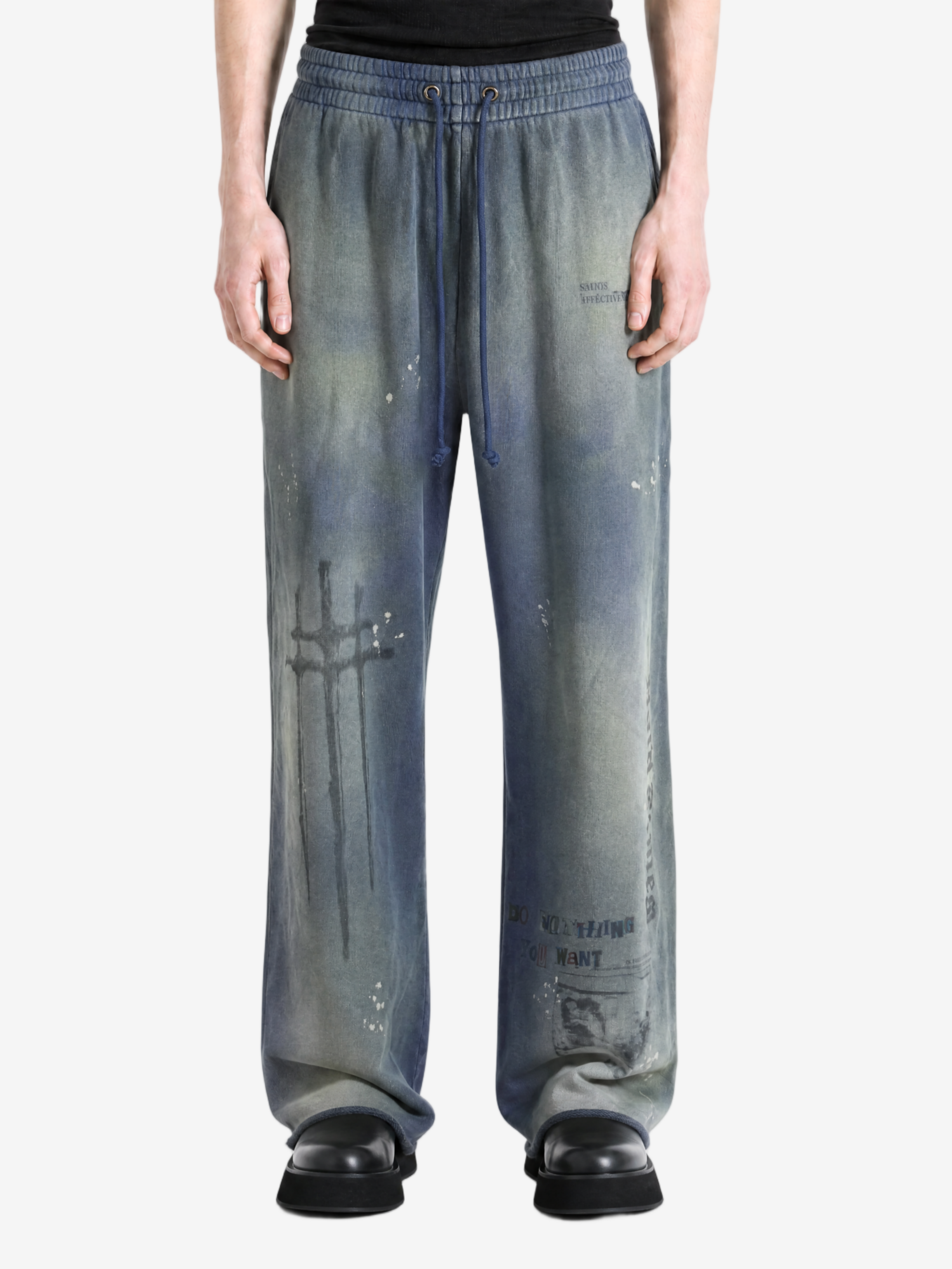 Blue pants, full body view