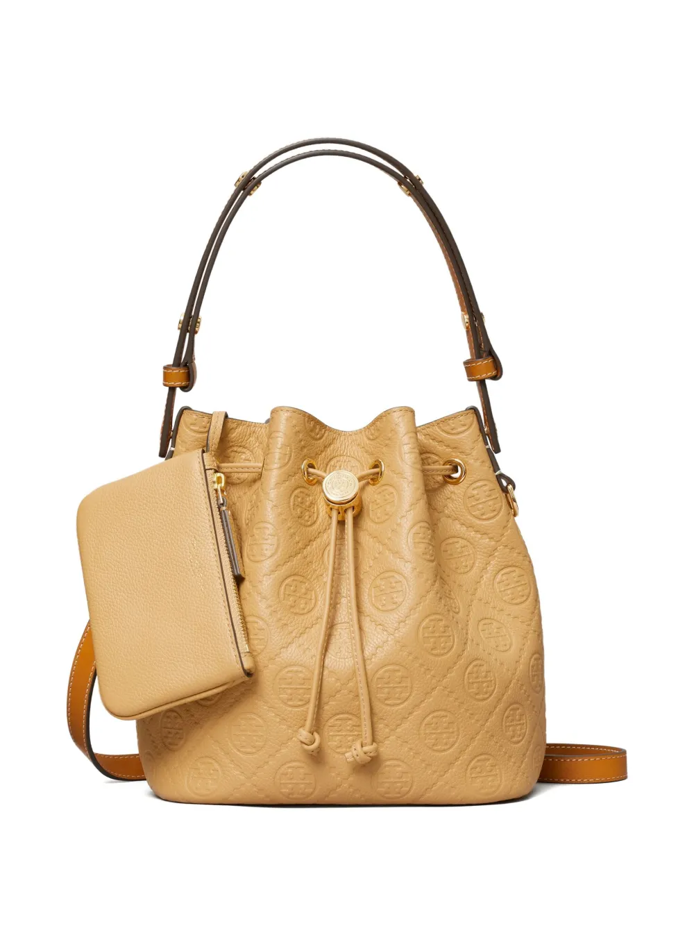 Close up of tan bag, showing texture of the Microfibre fabric