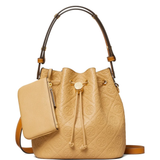 Close up of tan bag, showing texture of the Microfibre fabric