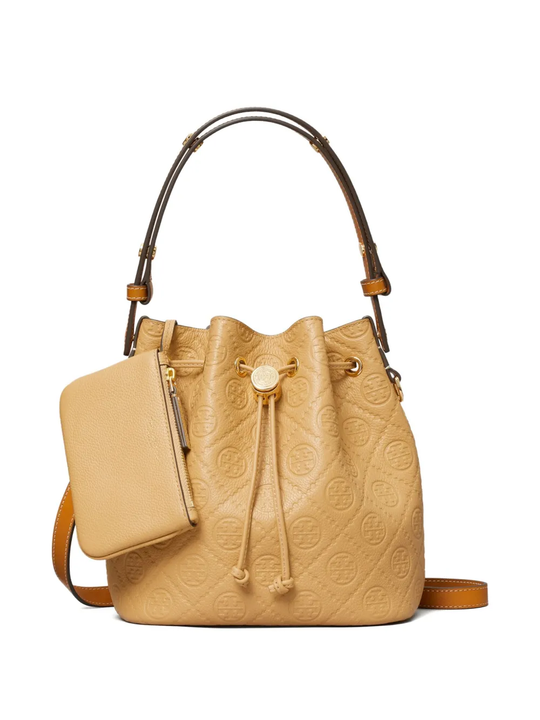 Close up of tan bag, showing texture of the Microfibre fabric