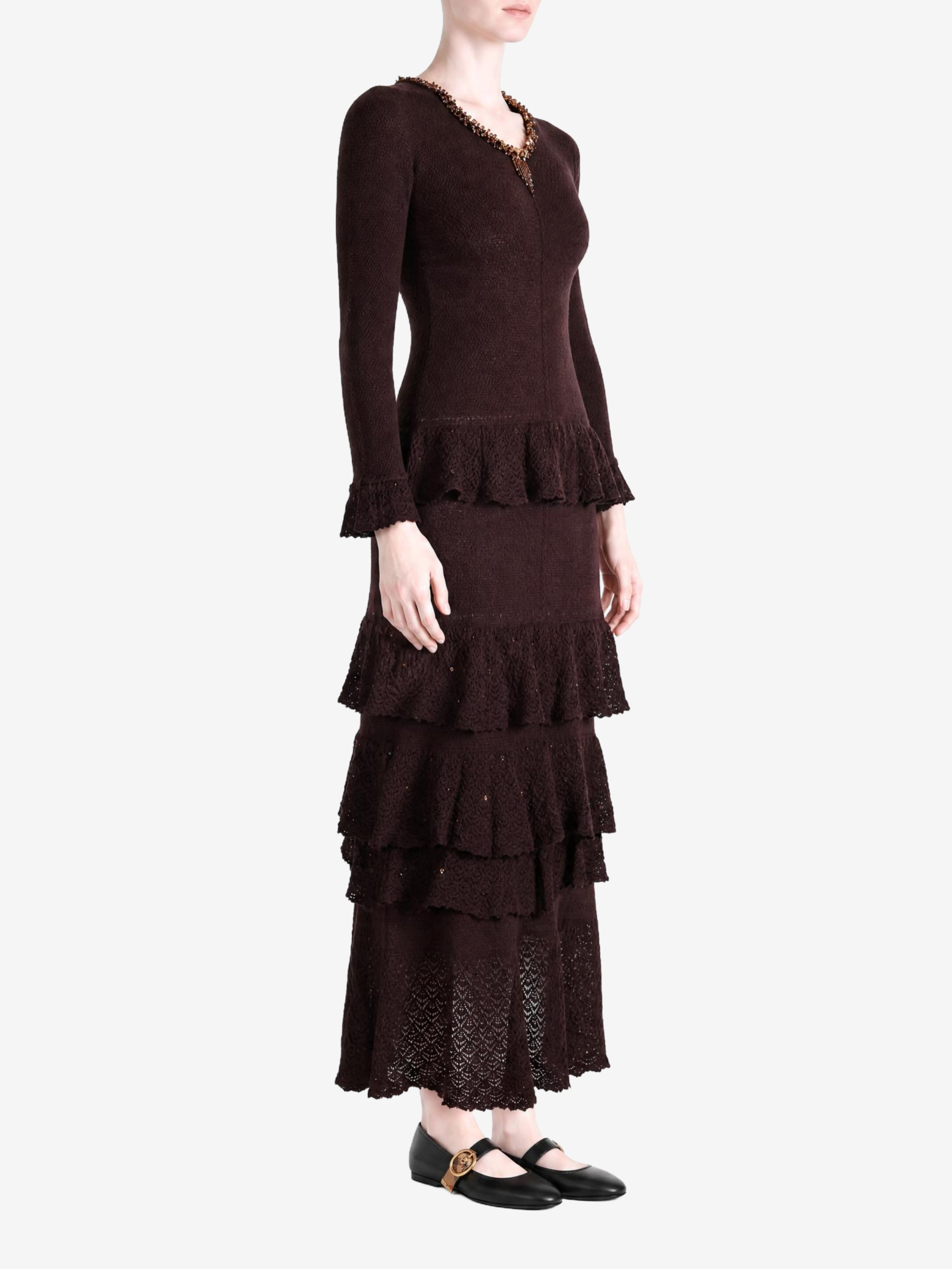Brown dress, full body view