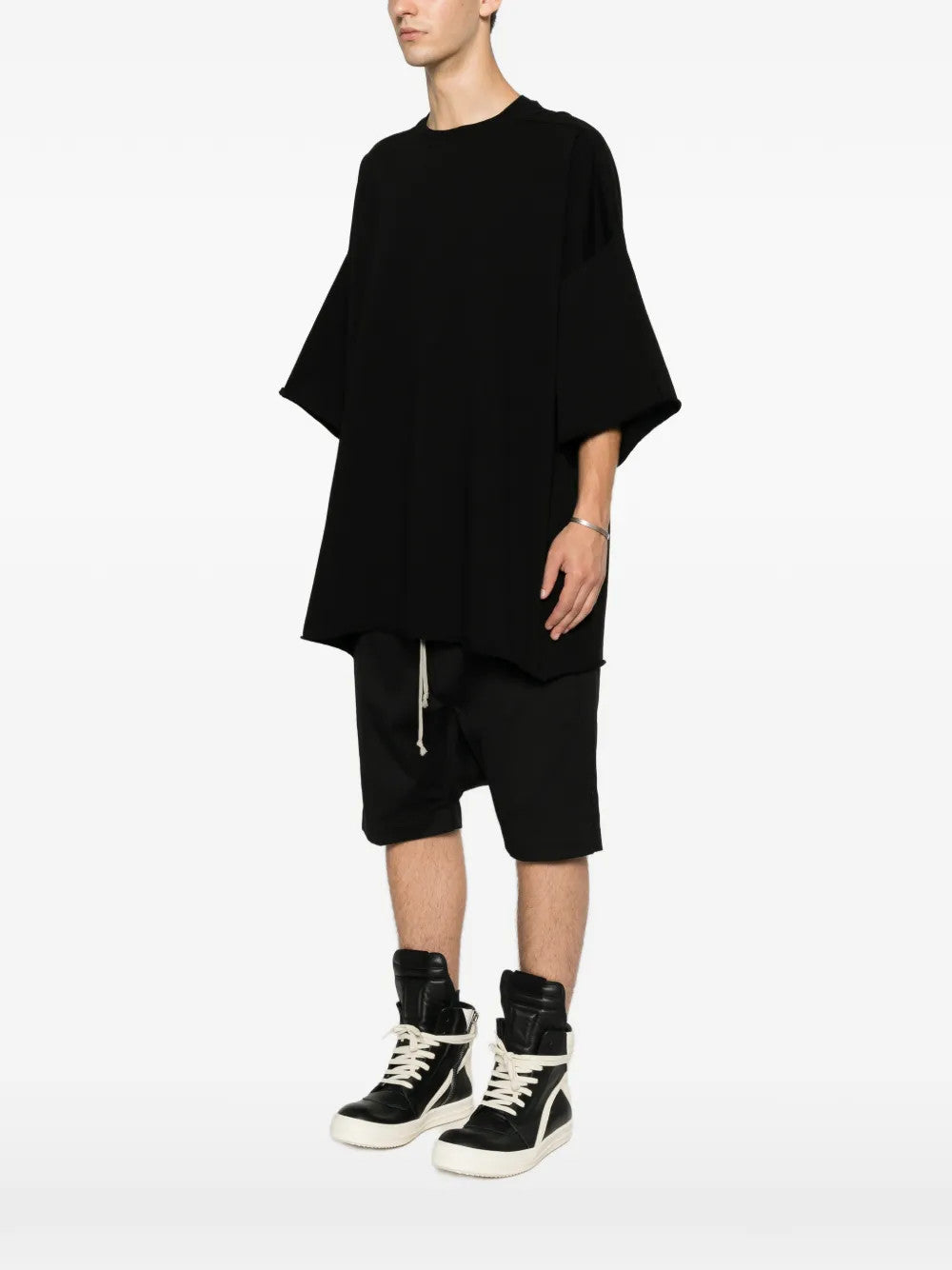 Black t-shirt, full body view