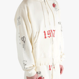 White hoodies worn by a person, showing the hoodies fit