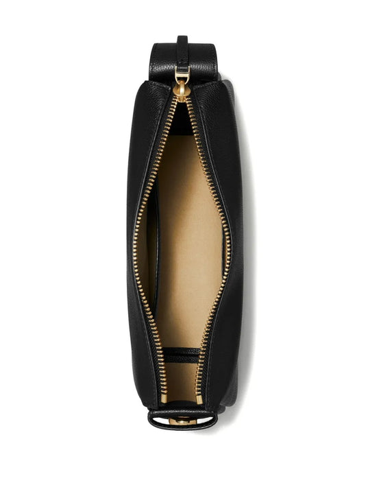 Close up of black bags, showing texture of the calf leather and polyamide and polyurethane fabric