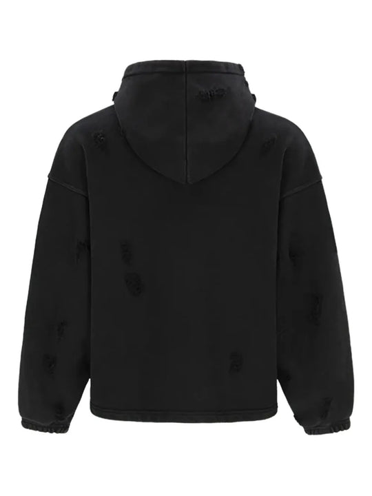 Black hoodies, back view