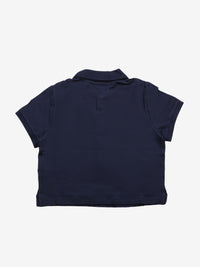 Navy t-shirt, back view
