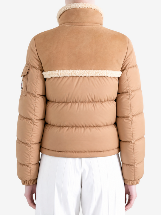 Brown jacket worn by a person, showing the jacket fit
