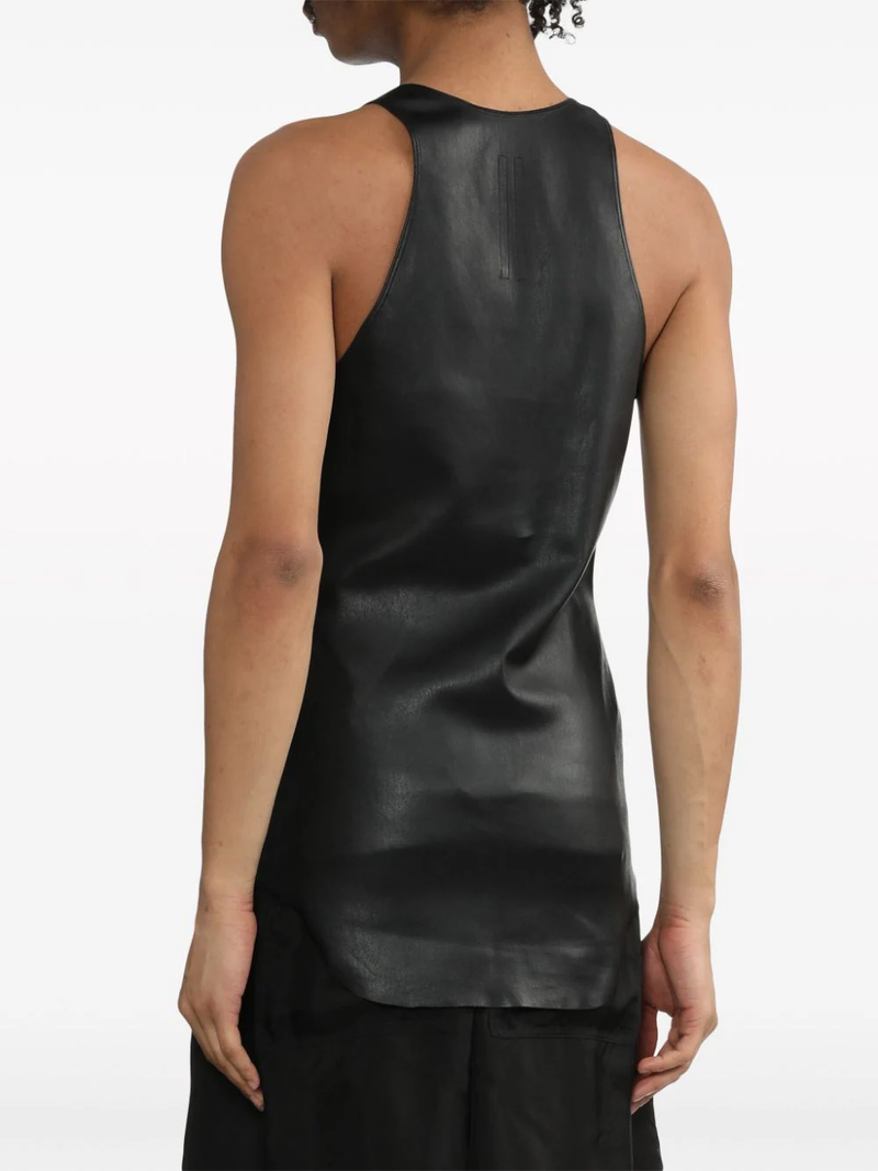 Leather-trimmed tank top in black - Rick Owens