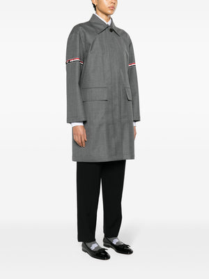 THOM BROWNE - Women Bal Collar Raincoat W/GG Armbands In 3 Layer Technical Wool Twill