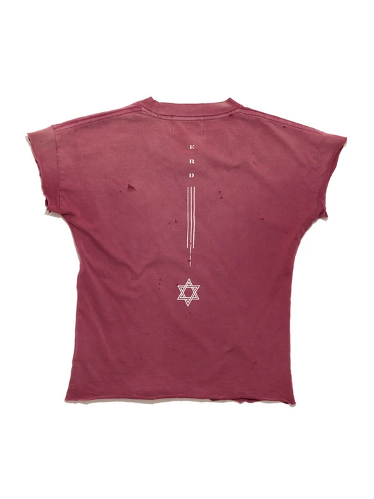Burgundy t-shirt, front view