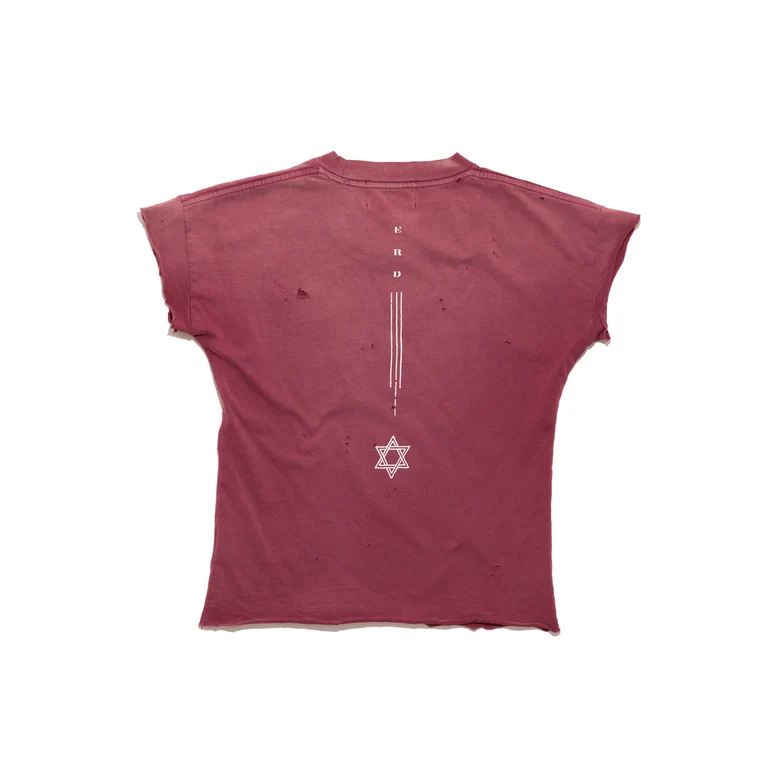 Burgundy t-shirt, front view
