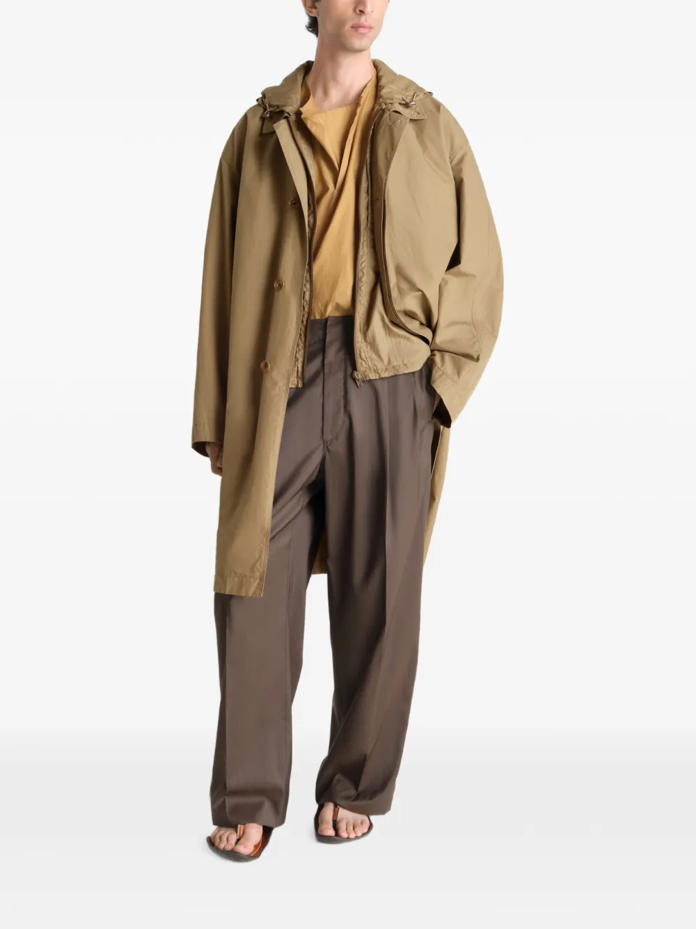 Tan jacket, full body view
