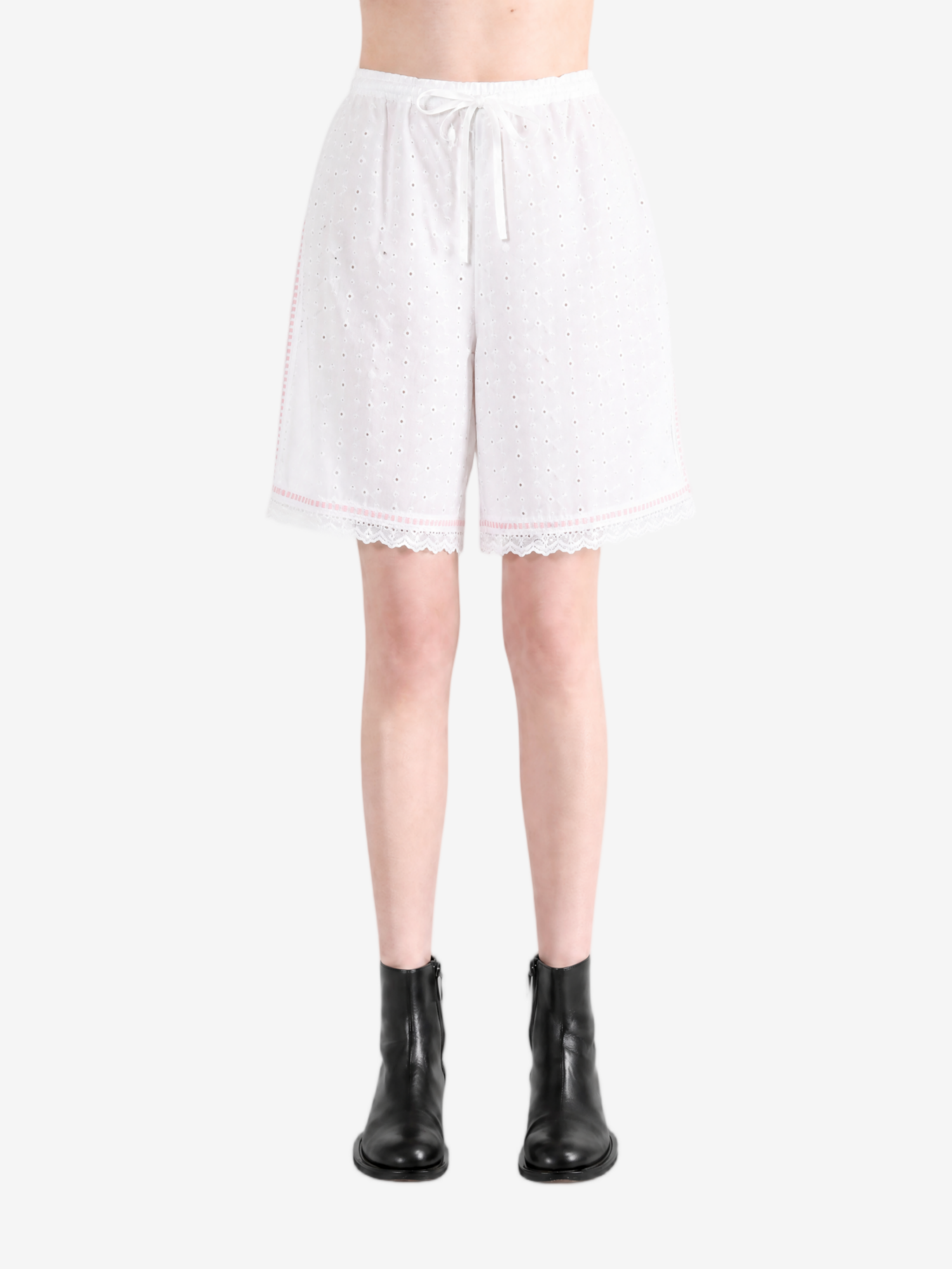 White shorts, full body view