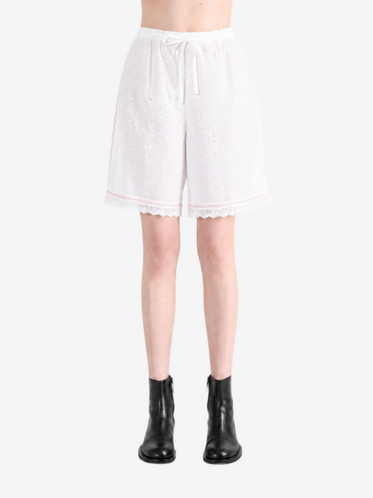 White shorts, full body view