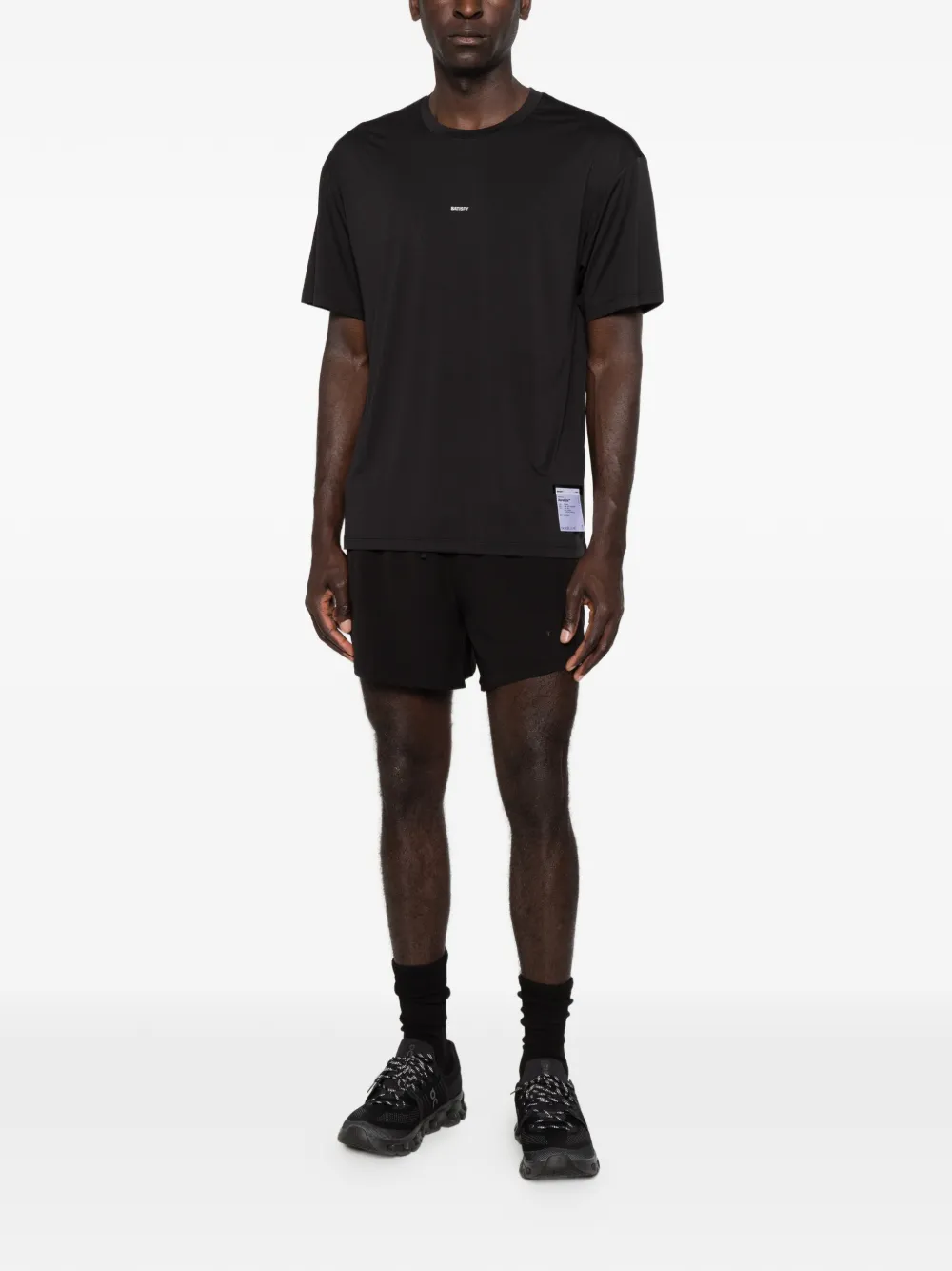 Black t-shirt, full body view