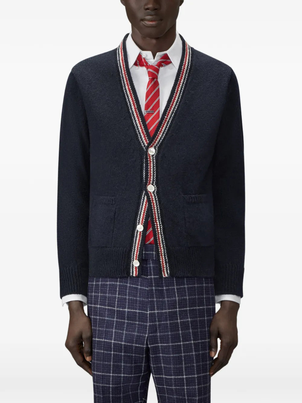 Navy knitwear, front view