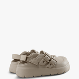 Tan shoes, side view