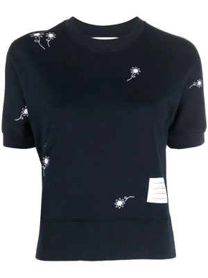 THOM BROWNE Women Floral Embroidered Crewneck T-Shirt