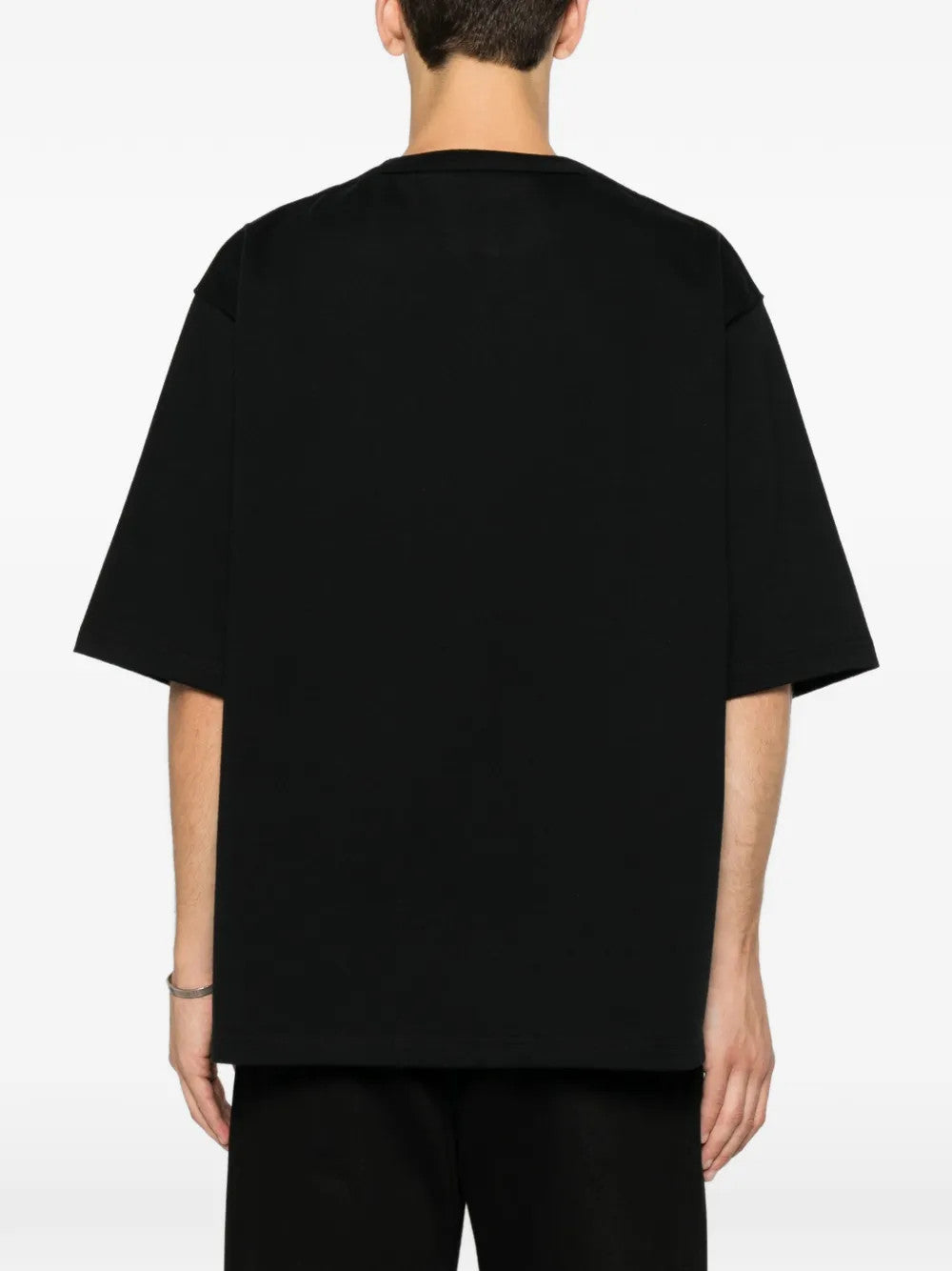 Black t-shirt, full body view