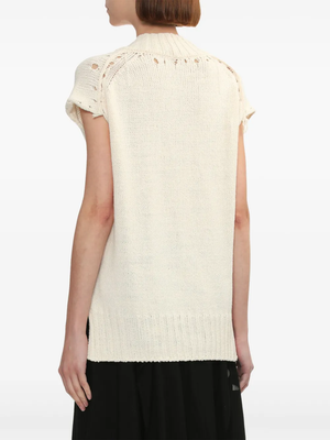 Y'S - Women Distressed V-neck Sleeveless Sweater