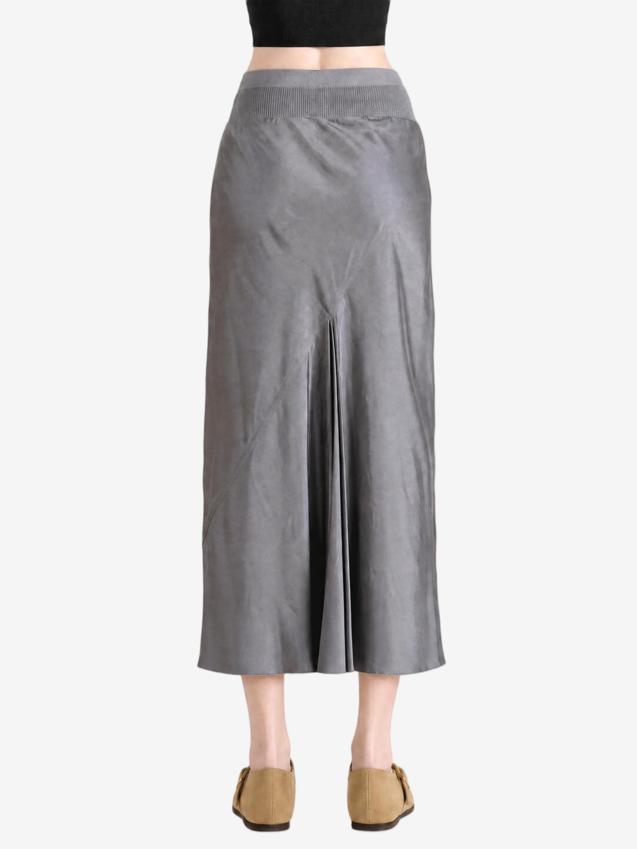 Grey skirt, full body view