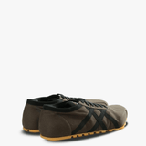 Brown sneakers, back view