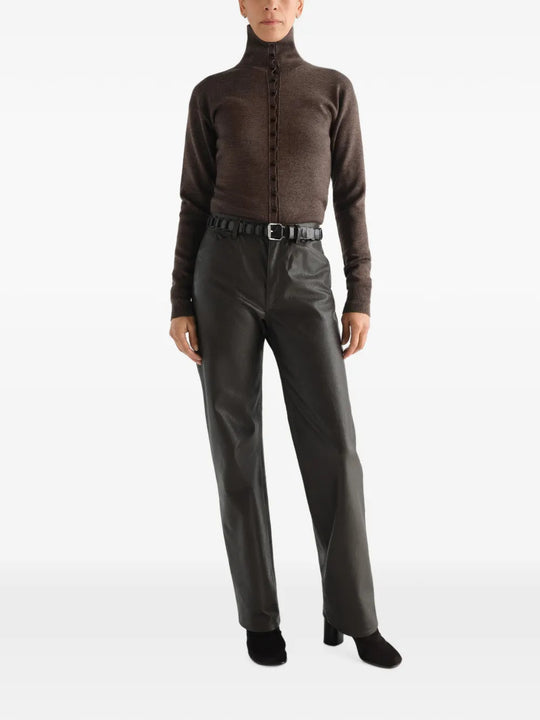 Brown top, full body view