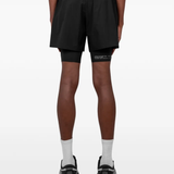 Black shorts, full body view