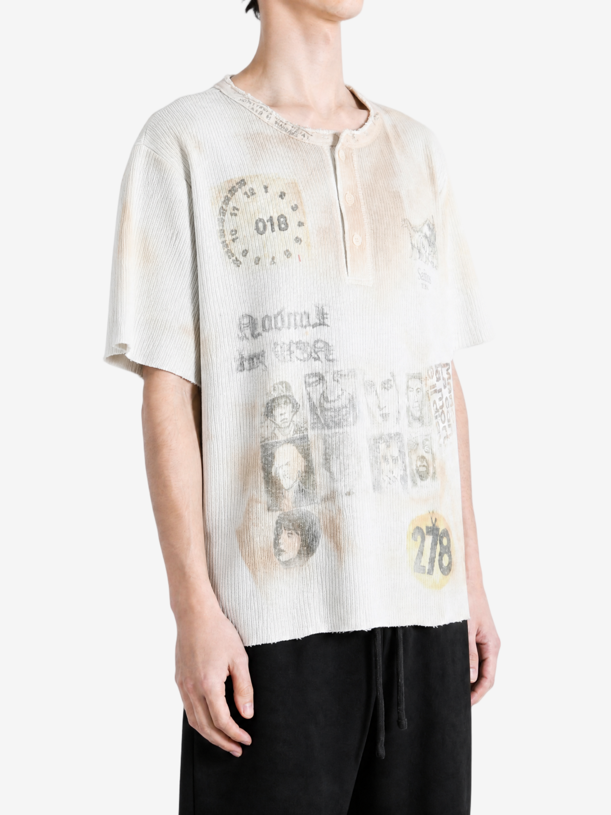Tan t-shirt worn by a person, showing the t-shirt fit