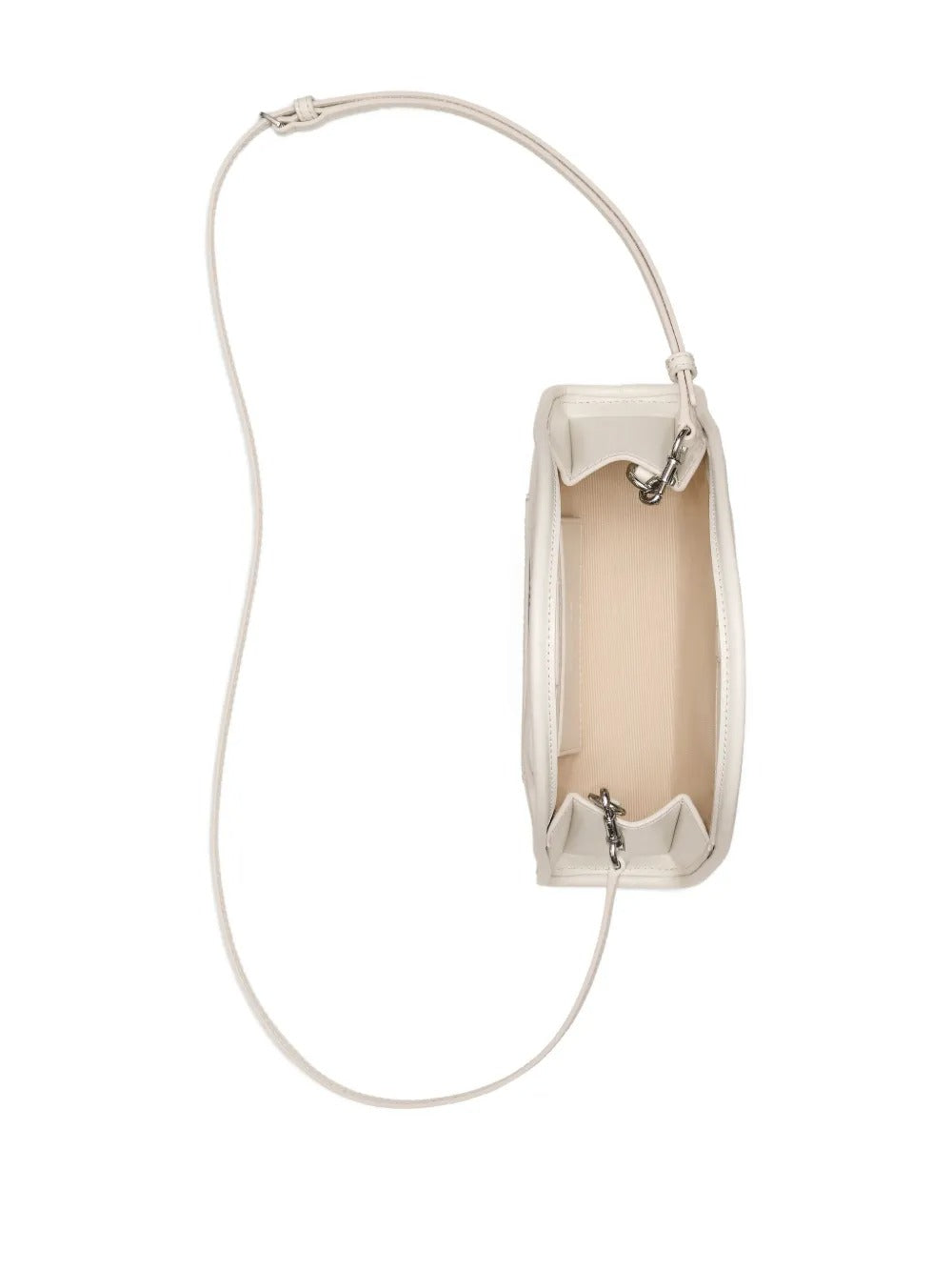 Close up of the white, showing texture of the leather fabric