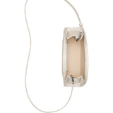 Close up of the white, showing texture of the leather fabric