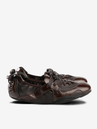 Dark brown leather shoes, front view