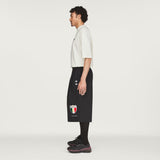 black shorts，full body view