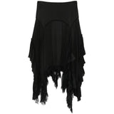 ANN DEMEULEMEESTER - Women Aina Cadycontrast And Lace Ruffles Midi Panel Skirt