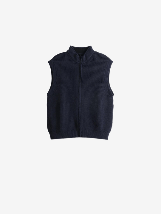 Navy knitwear, front view