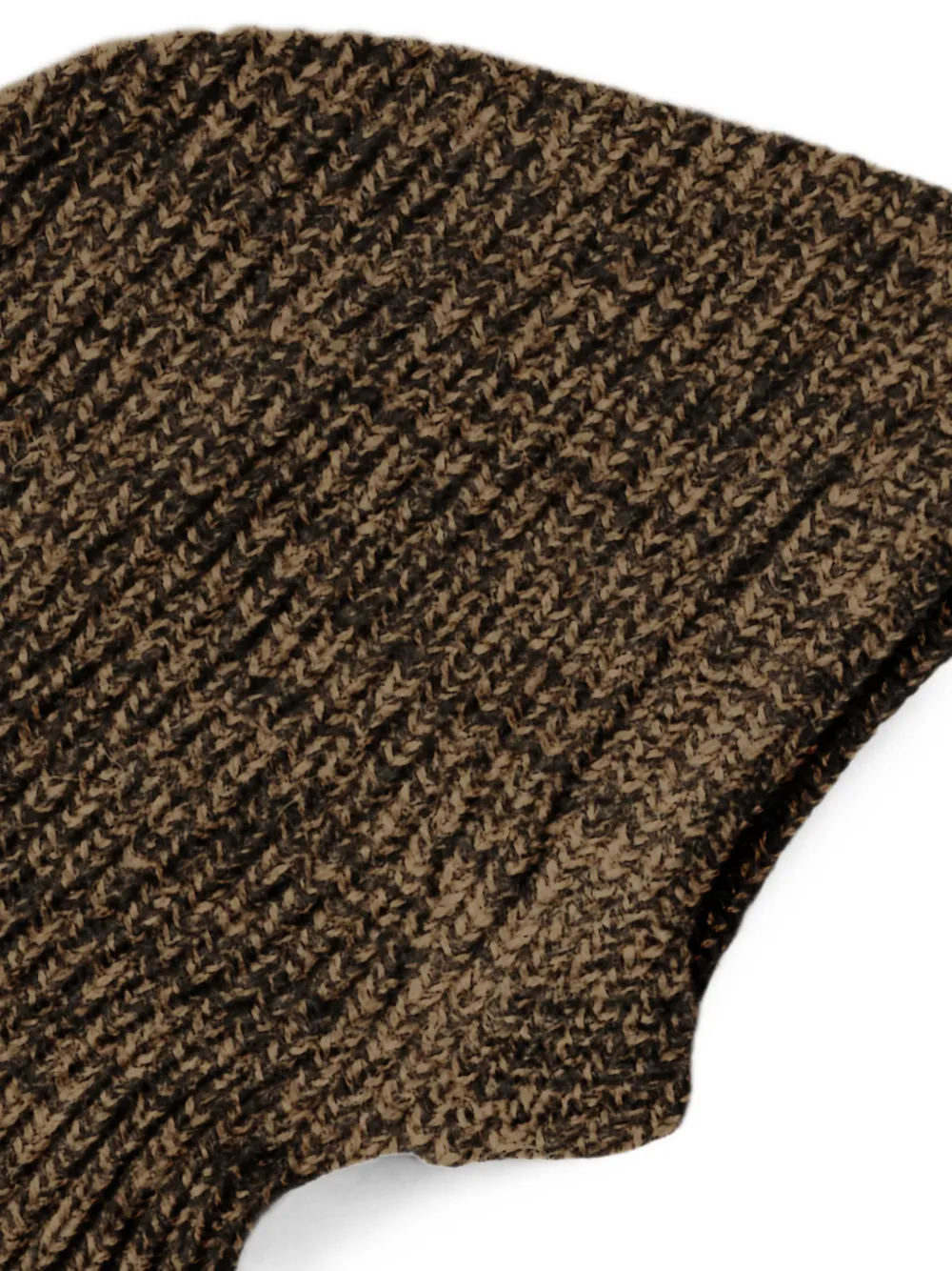 Close up of Brown hoodie, showing texture of the 88% cotton/ 12% polyester fabric